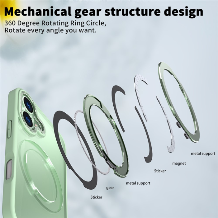 A-One Brand - iPhone 17 Mobilskal Ring Kickstand TPU PC - Grön