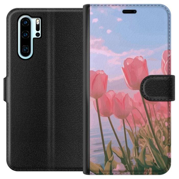 iSecrets - Plånboksfodral till Huawei P30 Pro med Rosa Tulpaner