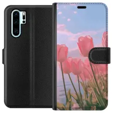 Gustaf - Pl&aring;nboksfodral till Huawei P30 Pro med Rosa Tulpaner