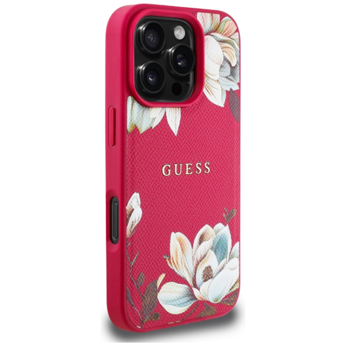 Guess - Guess iPhone 16 Pro Max Mobilskal Magsafe Flower Pattern - Fuchsia