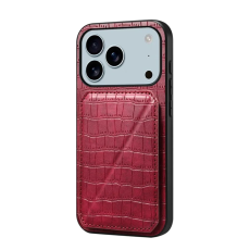 A-One Brand - iPhone 17 Pro Max Mobilskal Korthållare Crocodile Textured - Rosa