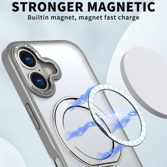 A-One Brand - iPhone 17 Mobilskal MagSafe TPU + Acrylic Kickstand - Titangrå