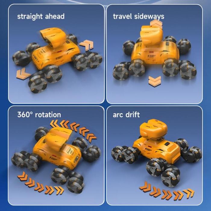 OEM - 8 Hjuls Stunt Robot RC Bil med LED-ljus Musik för Barn (Ålder 4+) YT6639 - Gul
