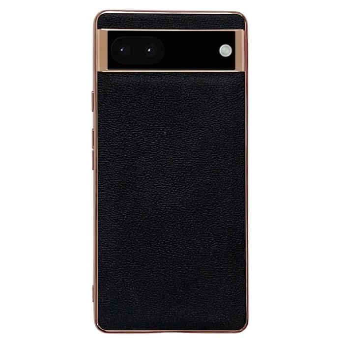 UTGATT - Google Pixel 7 Skal Äkta Läder Electroplating - Svart