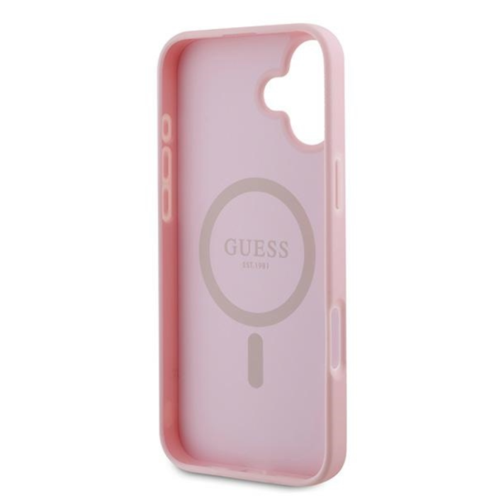 Guess - Guess iPhone 16 Plus Mobilskal Magsafe Grained Ring - Rosa