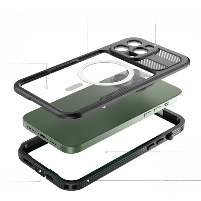 A-One Brand - Shell Box Vattentätt Magsafe Skal iPhone 14 Pro Max - Svart