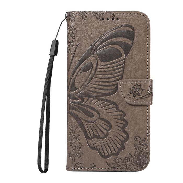 OEM - Samsung Galaxy S26 Plus Skal Fjärilsdesign PU Läder Flip - Grå