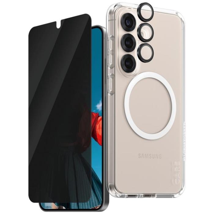 PanzerGlass - [3in1] CARE Galaxy S25 MagSafe Skal, Privacy Härdat Glas, Kameralinsskydd