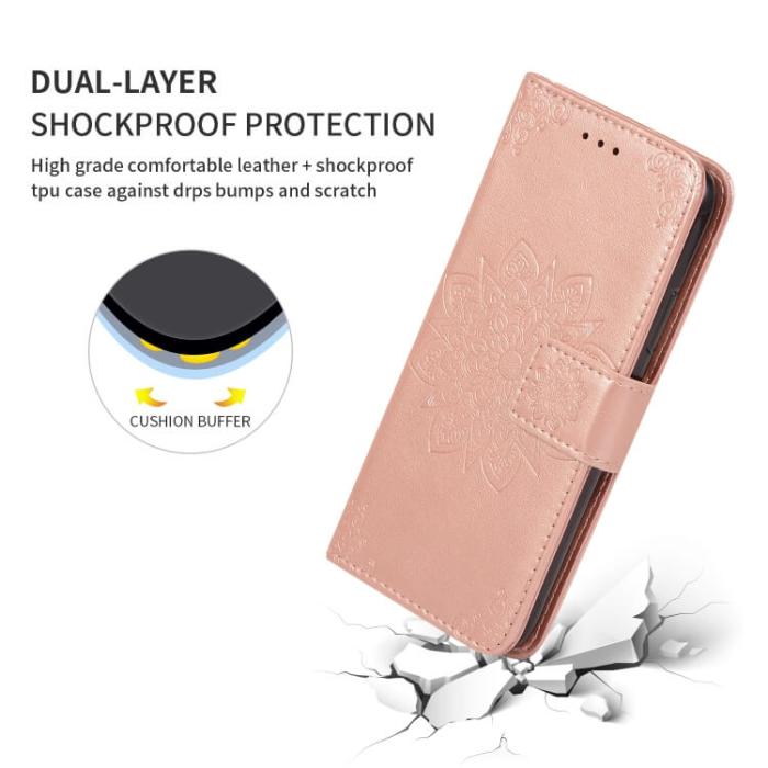 UTGATT5 - Plånboksfodral med Kalejdoskop för Google Pixel 4 - Roséguld