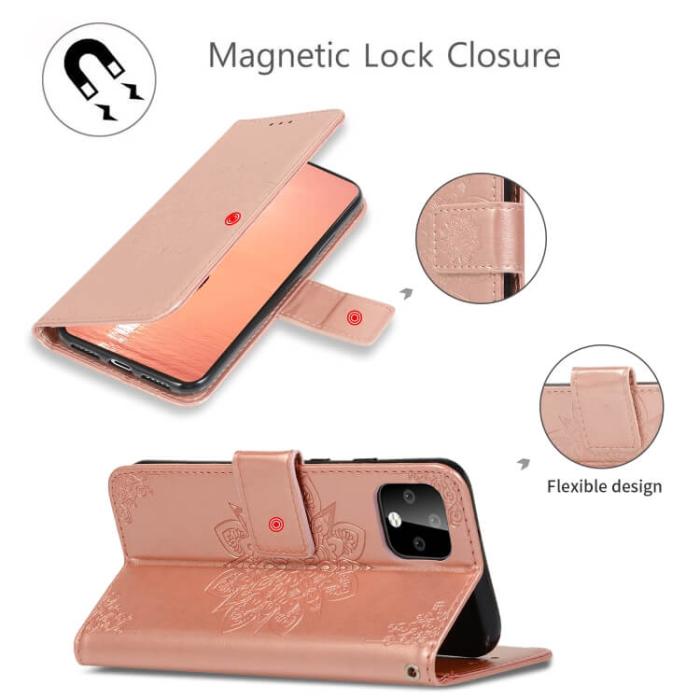 UTGATT5 - Plånboksfodral med Kalejdoskop för Google Pixel 4 - Roséguld