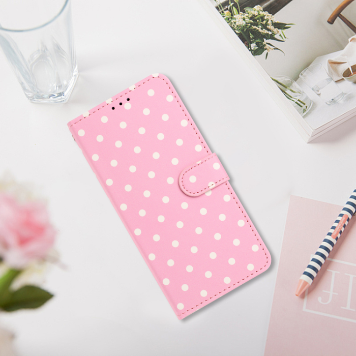 A-One Brand - OnePlus 15 5G Plånboksfodral Polka Dot Pattern Läder - Rosa