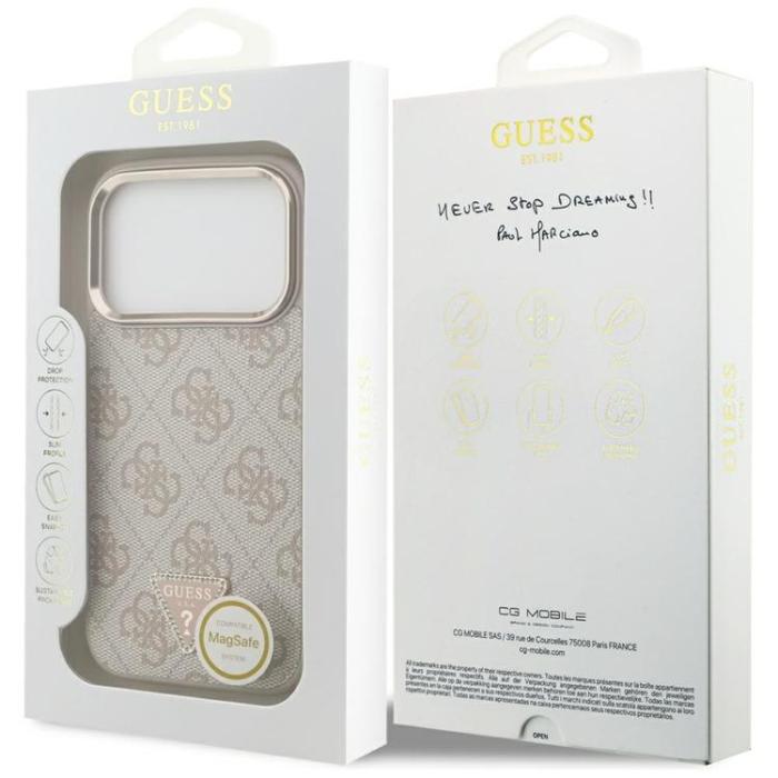 Guess - Guess iPhone 17 Pro Mobilskal MagSafe 4G Triangle Logo - Rosa Guld