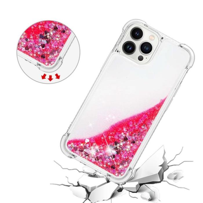 OEM - iPhone 14 Pro Skal Liquid Floating Glitter - Rosa