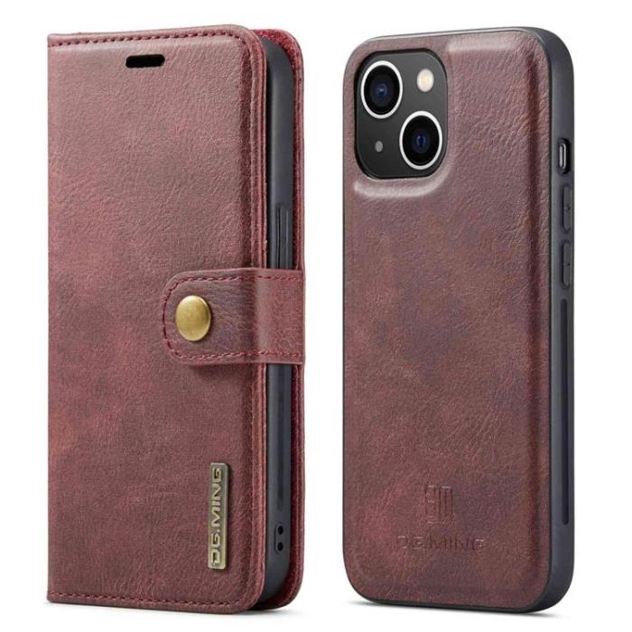 DG.MING - DG.MING iPhone 14 Plus Plånboksfodral Split Detachable Flip - Röd