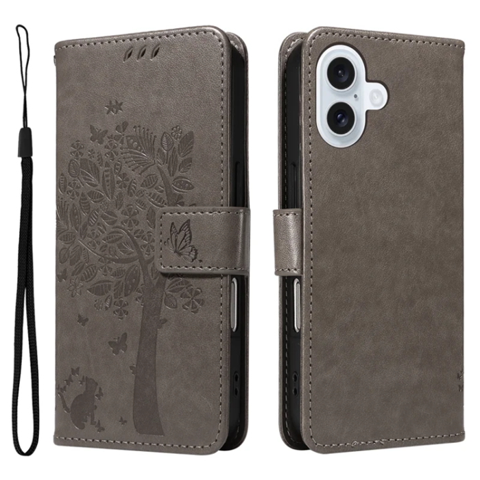 A-One Brand - iPhone 17 Plånboksfodral Tree Pattern - Grå