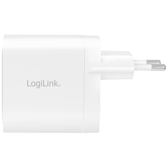 LogiLink - LOGILINK PD USB-Väggladdare 2 x USB-C 65W GaN