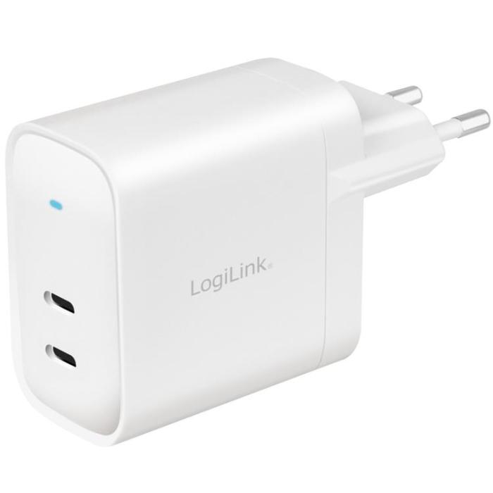 LogiLink - LOGILINK PD USB-Väggladdare 2 x USB-C 65W GaN