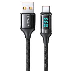 USAMS - USAMS Fl&auml;tad kabel U78 USB-C 1,2m LED (US-SJ544) - Svart