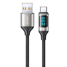 USAMS - USAMS Fl&auml;tad kabel U78 USB-C 1,2m LED (US-SJ544) - Vit