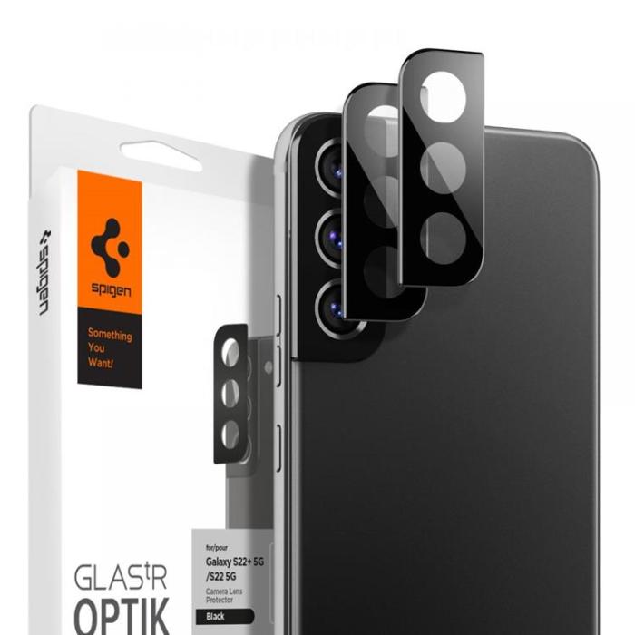 UTGATT - Spigen 2-Pack Kameralinsskydd Galaxy S22/S22 Plus - Svart