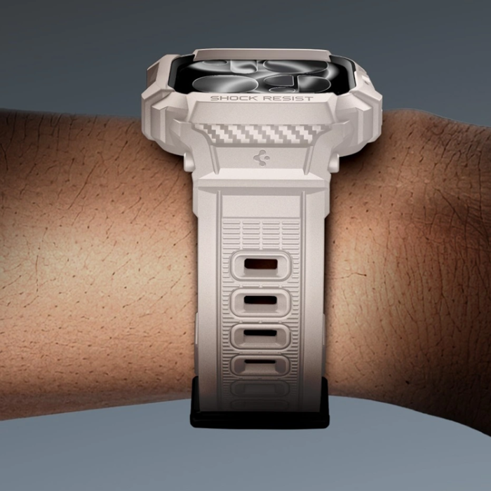 Spigen - Spigen Apple Watch 10/11 (46mm) Armband Rugged Armor Pro - Beige