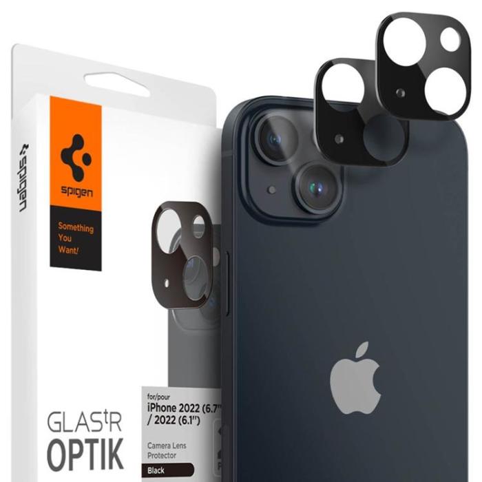 UTGATT1 - Spigen [2-Pack] iPhone 14/14 Plus KameraLinsskydd i Härdat Glas - Svart