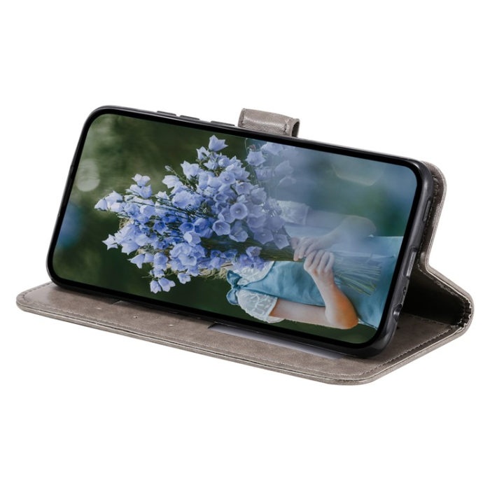 OEM - Galaxy A24 4G Plånboksfodral Imprinted Mandala Flower - Grå