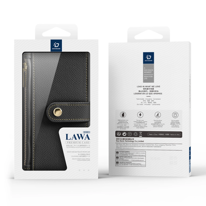 Dux Ducis - Dux Ducis iPhone 16 Pro Plånboksfodral Lawa Läder - Svart