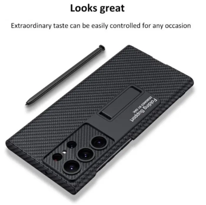 GKK - GKK Galaxy S23 Ultra Mobilskal Kickstand PU-Läder - Svart