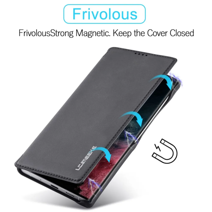 LC.imeeke - LC.IMEEKE Galaxy S23 Ultra Plånboksfodral Magnetic - Svart