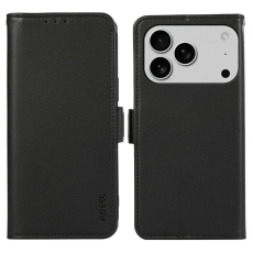 ABEEL - ABEEL iPhone 17 Pro Max Plånboksfodral Läder RFID Skydd - Svart