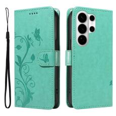 DIERFENG - Samsung Galaxy S26 Ultra Pl&aring;nboksfodral Konstl&auml;der Blomm&ouml;nster - Gr&ouml;n