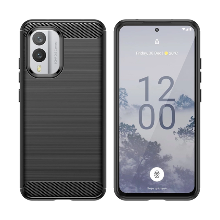 OEM - Nokia X30 Mobilskal Carbon Silikon - Svart