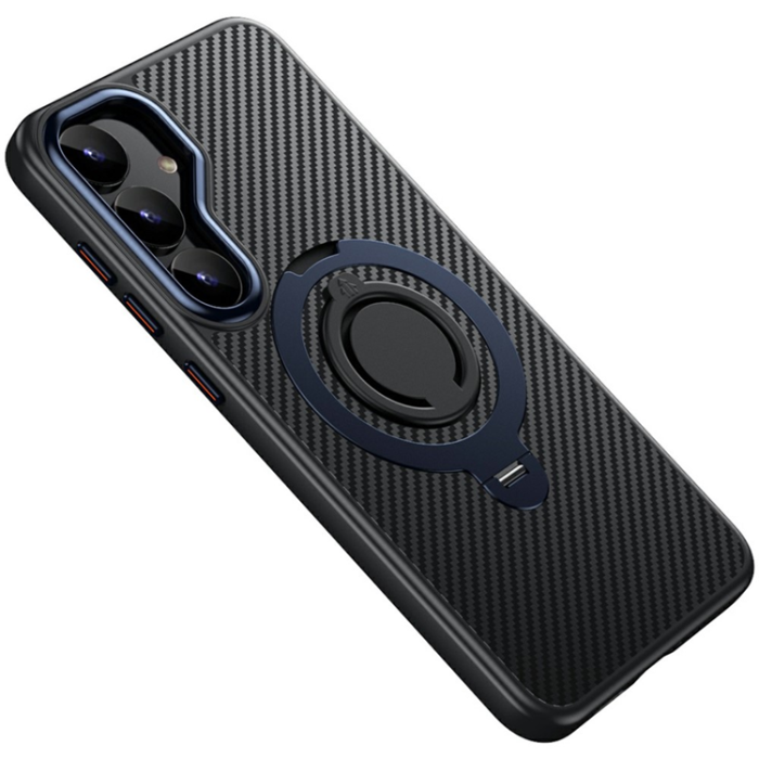 A-One Brand - Galaxy S25 Plus Mobilskal MagSafe Carbon Fiber Kickstand - Blå