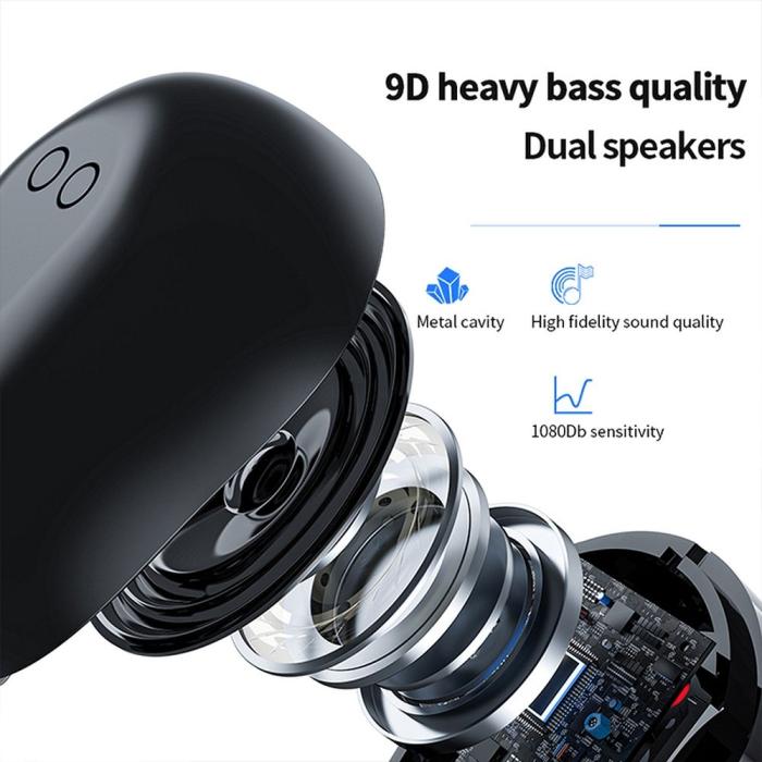 OEM - Trådlöst headset stereo TWS M9 + dockningsstation svart
