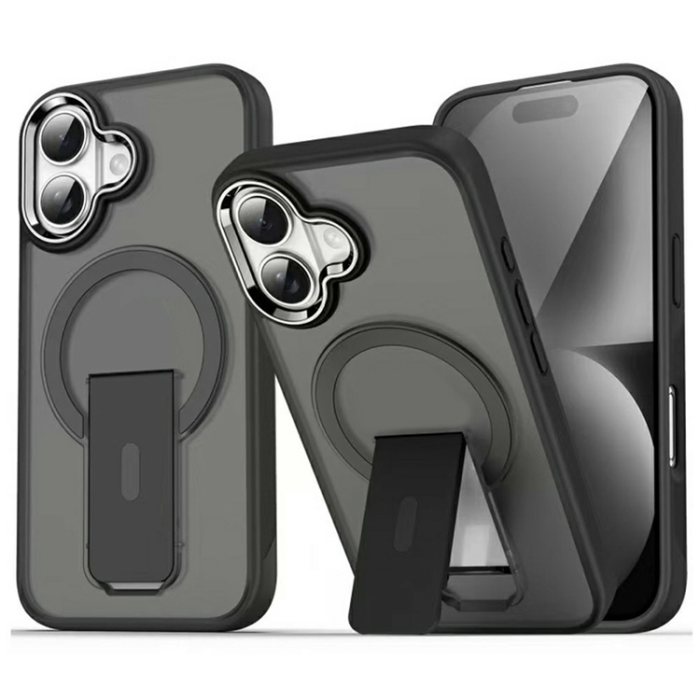 A-One Brand - iPhone 17 Mobilskal MagSafe PC+TPU med Kickstand - Svart