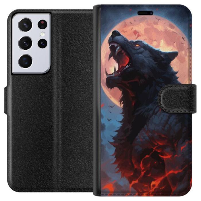 iSecrets - Plånboksfodral till Samsung Galaxy S21 Ultra 5G med Ylande varg