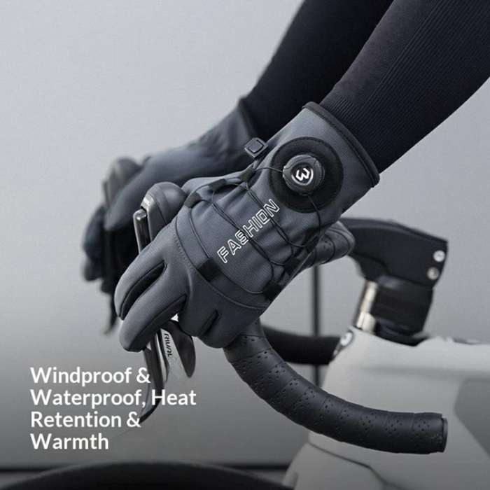 A-One Brand - Varma Handskar Cykel Vindtäta Anti Slip Fleece DB83 - Svart