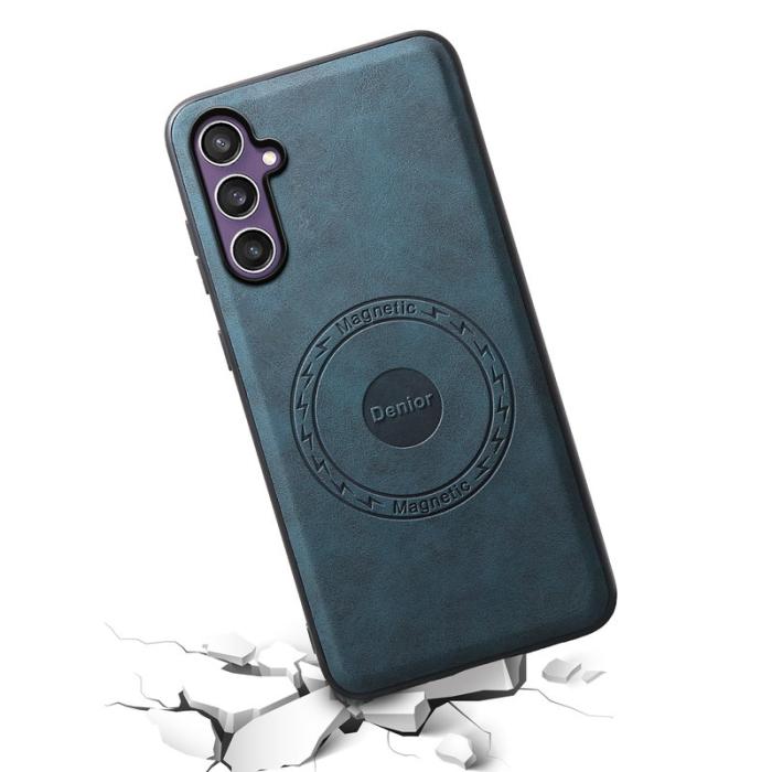 DENIOR - DENIOR D14 Samsung Galaxy S23 FE Fodral KonstLäder Blå
