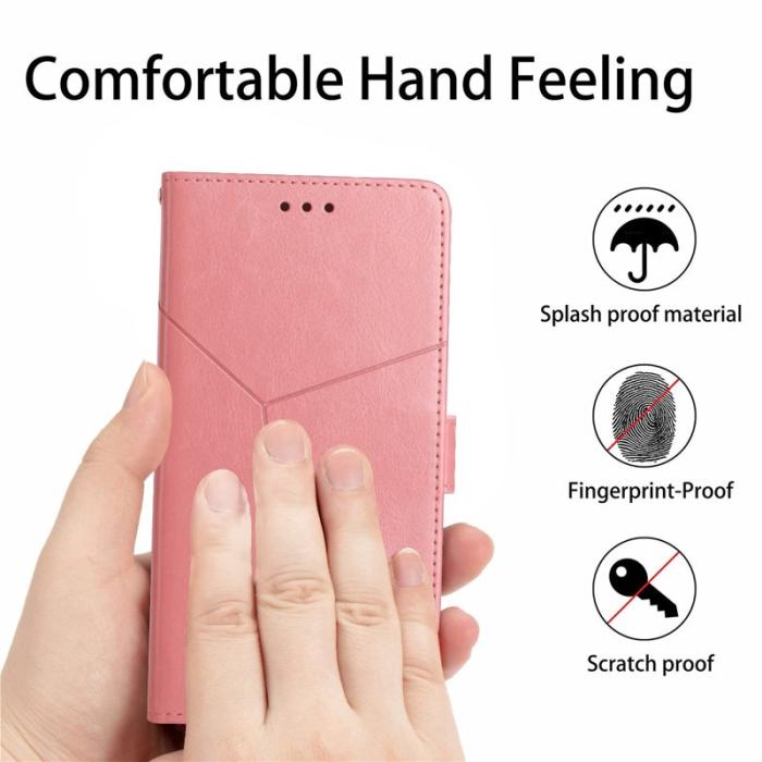 OEM - Mobilskal till Samsung Galaxy S26 Y-formade Linjer Prägling KonstLäder - Rosa