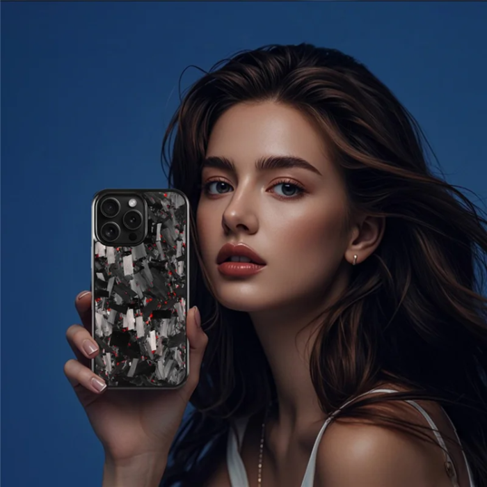 A-One Brand - iPhone 16 Pro Mobilskal MagSafe Aramid Fiber Large Texture - Blå