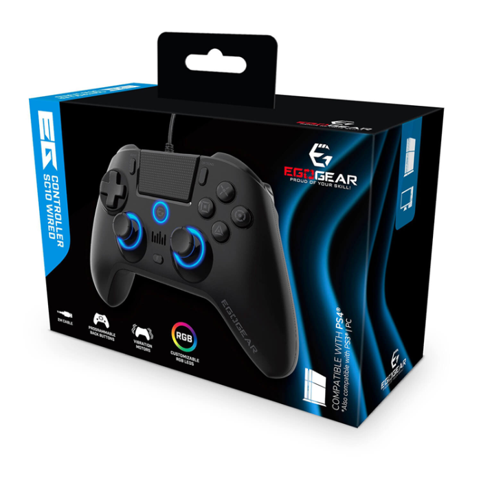EGOGEAR - EGOGEAR Handkontroll Trådbunden USB för PS4 SC10 - Svart