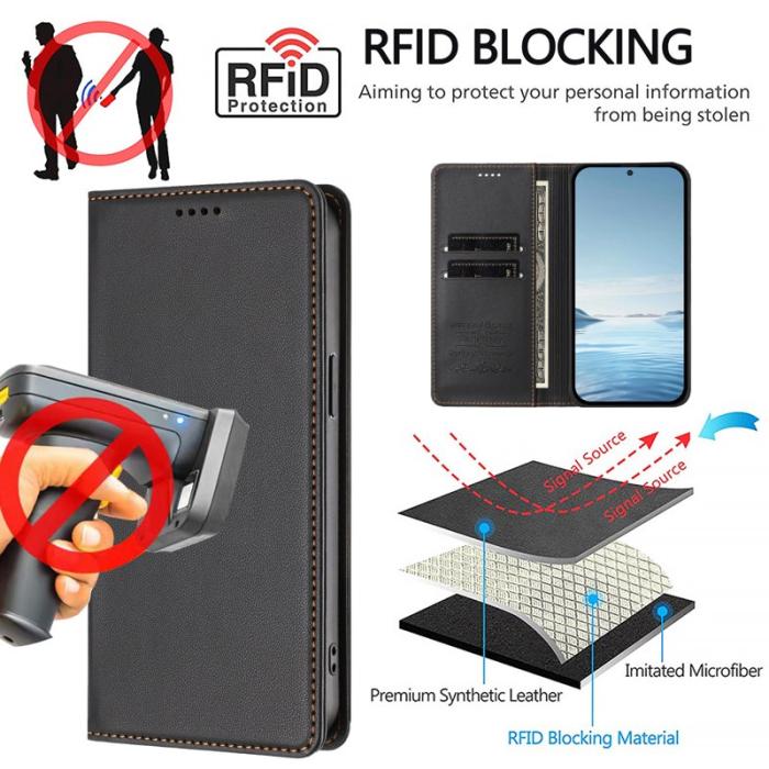 OEM - Plånboksfodral för Samsung Galaxy S26 Konstläder RFID - Svart