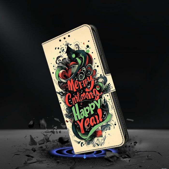 OEM - Plånboksfodral för Samsung Galaxy S26 Fällbart Ställ - Julgraffiti - Svart