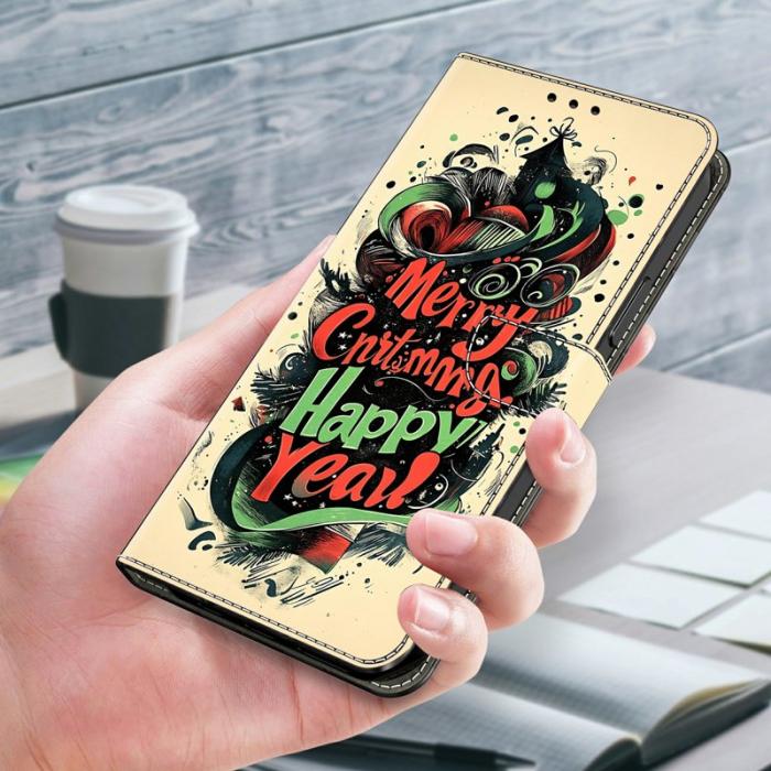 OEM - Plånboksfodral för Samsung Galaxy S26 Fällbart Ställ - Julgraffiti - Svart