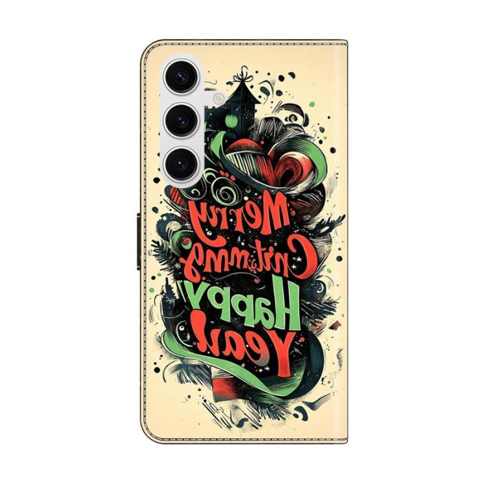OEM - Plånboksfodral för Samsung Galaxy S26 Fällbart Ställ - Julgraffiti - Svart