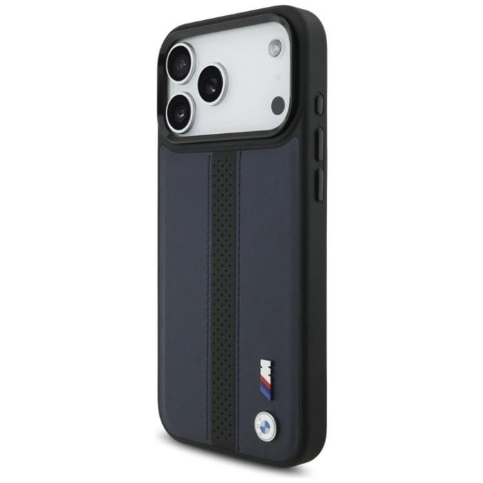 BMW - BMW iPhone 17 Pro Max Mobilskal MagSafe M Perforated Stripe Logo - Marinblå