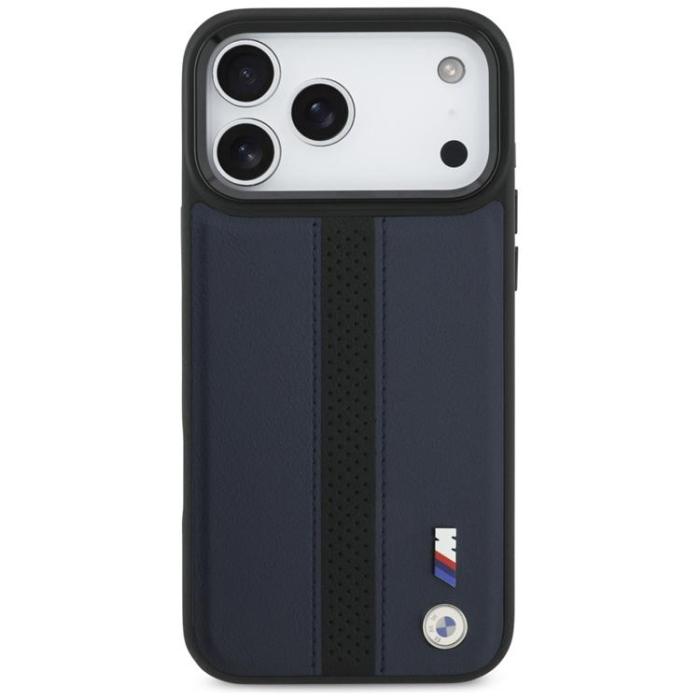 BMW - BMW iPhone 17 Pro Max Mobilskal MagSafe M Perforated Stripe Logo - Marinblå
