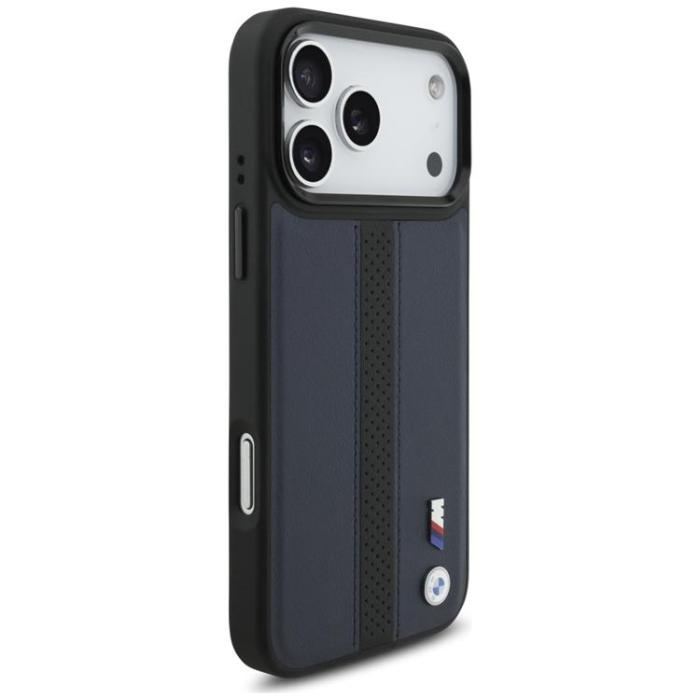 BMW - BMW iPhone 17 Pro Max Mobilskal MagSafe M Perforated Stripe Logo - Marinblå
