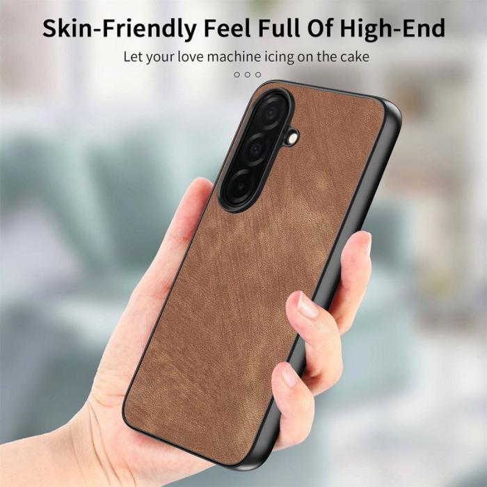 OEM - Mobilskal för Samsung Galaxy S26 Stöttålig Slim Retro Konstläder - Brun